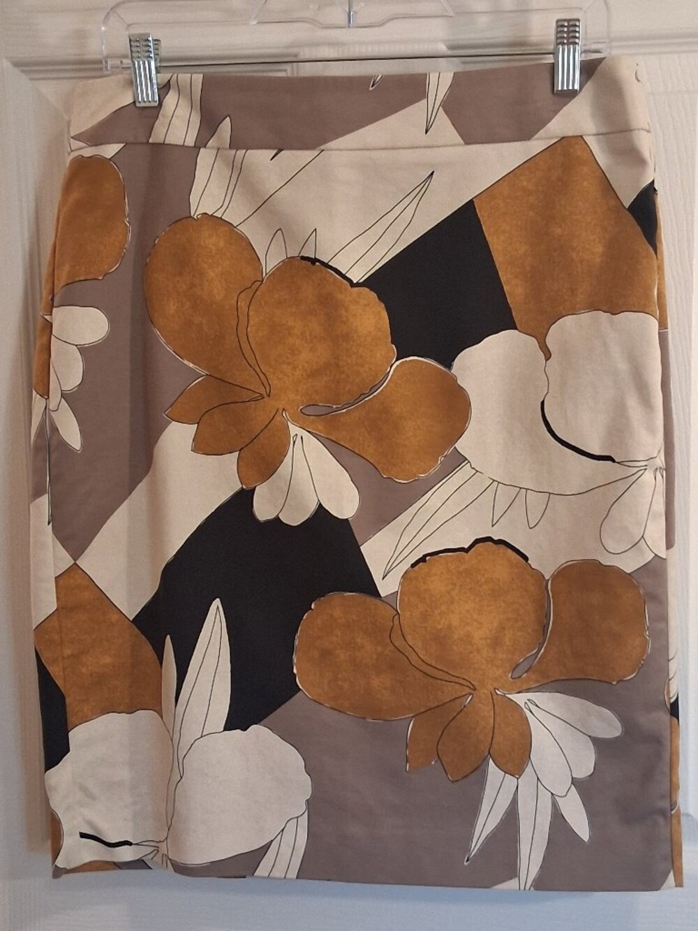 Ann Taylor | Women's Skirt | Lined, A-Line Skirt Floral Brown, Cream | Size 12